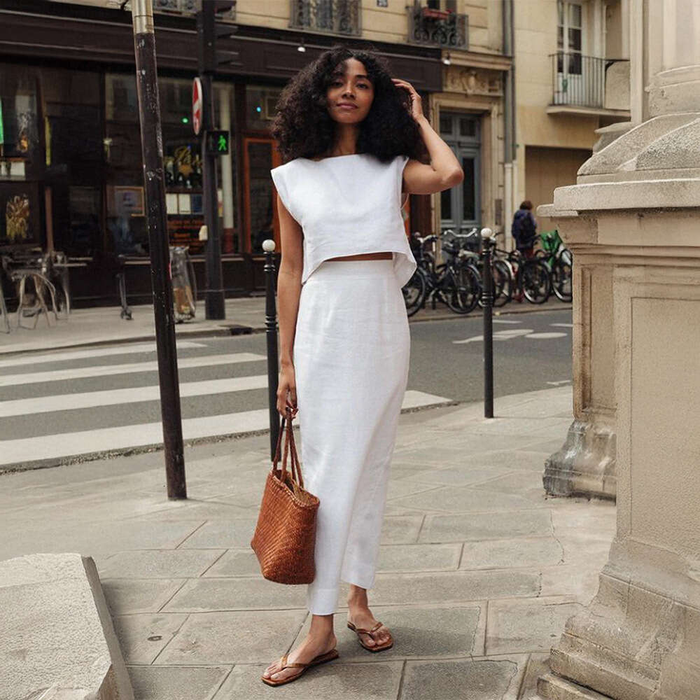 hoodie Women's Wear Cotton Linen Vest Half Spring And Summer New Skirt INS Casual Set For Women jacket