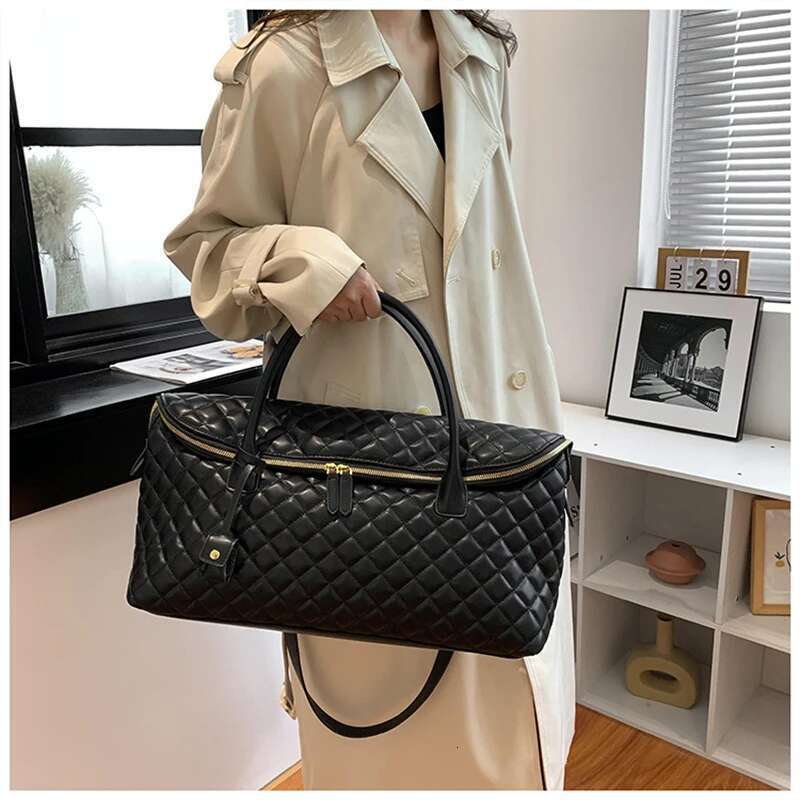Women's Designer Fashion Plaid Multifunctional Duffel Bag 2024 Casual Travel Wash Makeup Shoulder Crossbody Ba