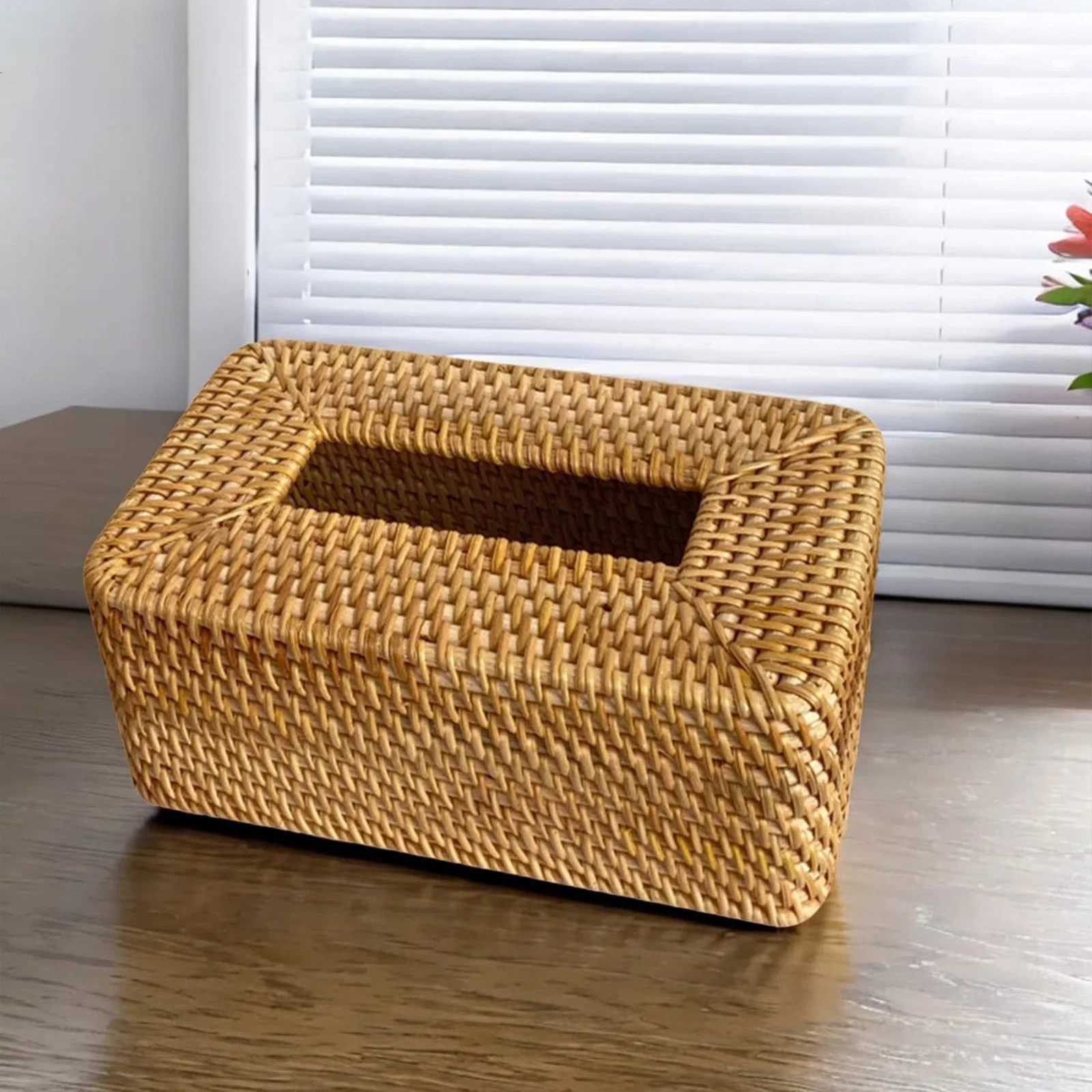 Rattan Tissue Box Cover Hand Woven Square Rattan Holder Tissues Creative Desktop Living Dining Room Tissue Box Storage Tray C251120