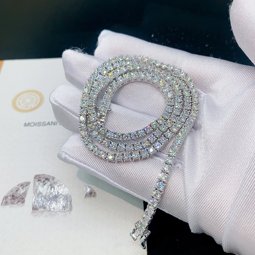 Certified High-Quality VVS Moissanite Tennis Jewelry Set with Robust 4mm Chain