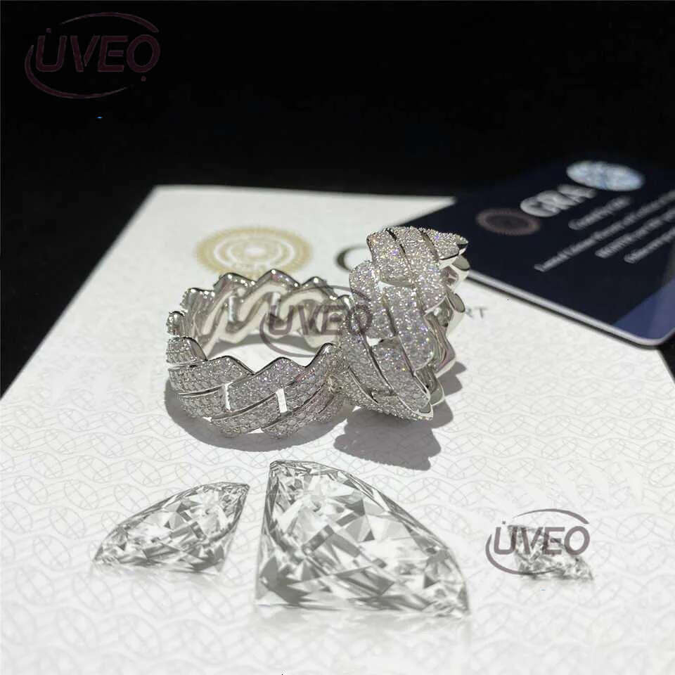 Band Cuban Custom Hip Hop Sterg Vvs Moissanite Dia Rings Men Iced Out Sier Ring Gold Plated For Women Jewelry Gift