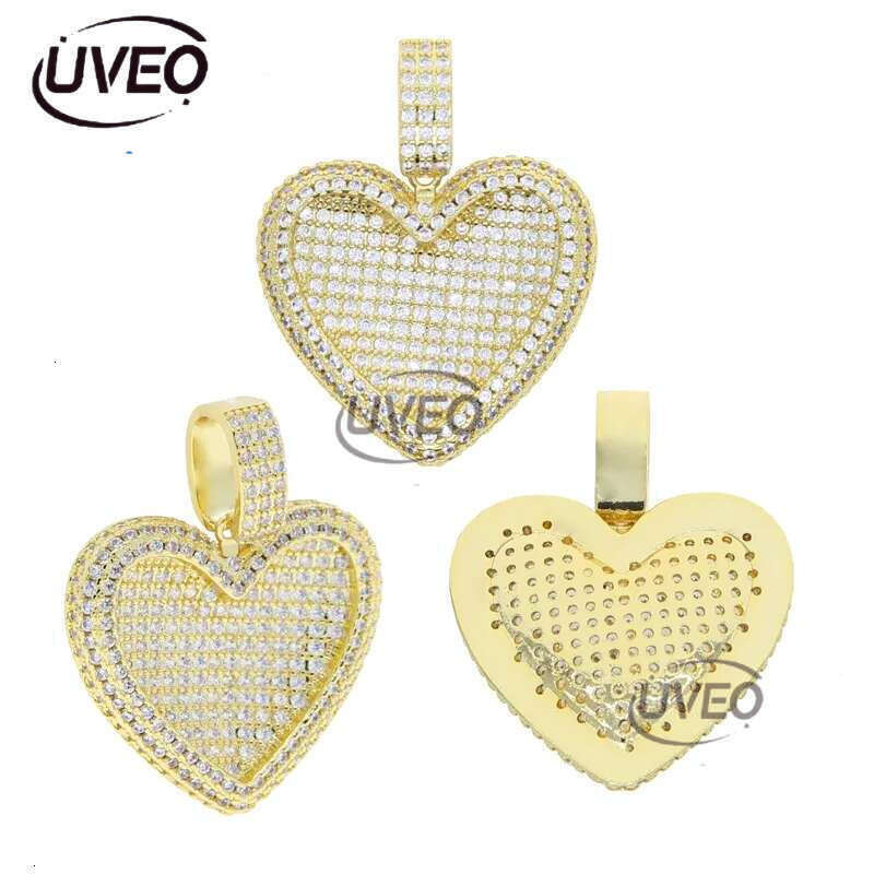Iced Out Big Heart Pendant with Rope Chain Necklace Paved 5A Cz Stone for Women Men Hip Hop Necklaces Jewelry Drop Ship