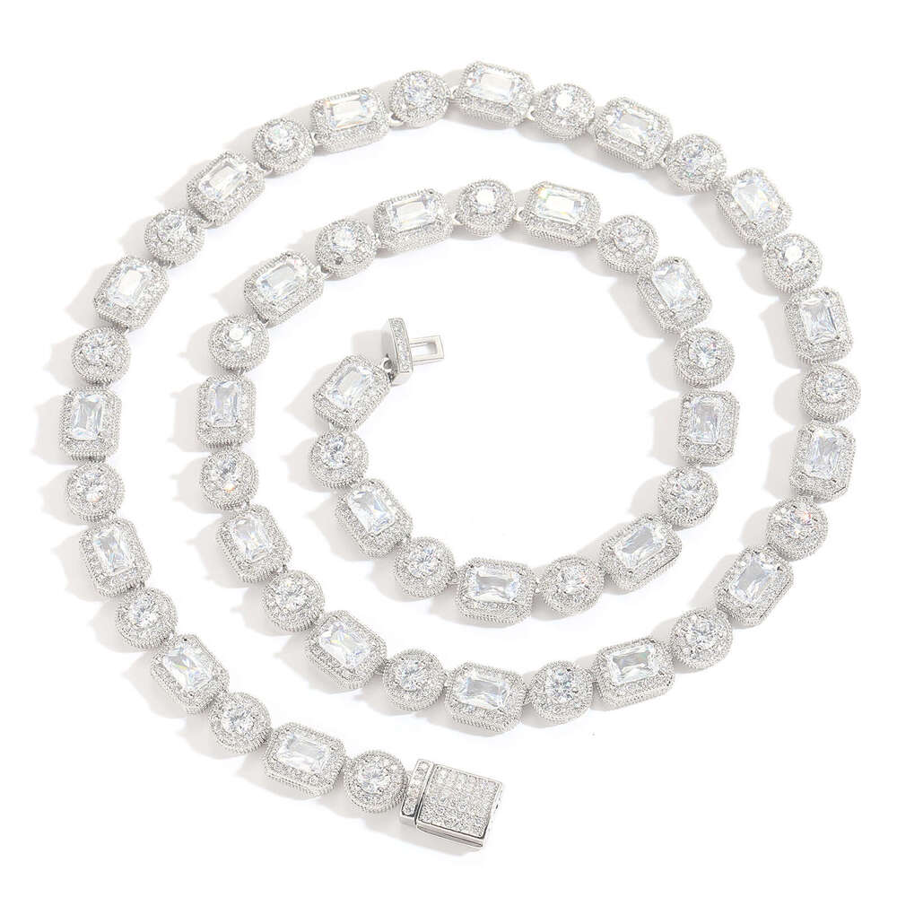 Luxury designer 8mm rock candy chain necklace, T-shaped ice out VVS Moissamite, hip hop necklace bracelet for men and women Free delivery
