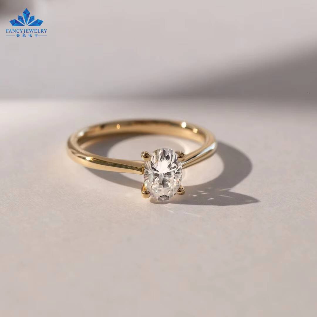 Custom 1ct 3ct 14K Solid Gold Moissanite Diamond Engagement Ring Classic 4 Prong Solitaire Design for Wedding Party Anniversary