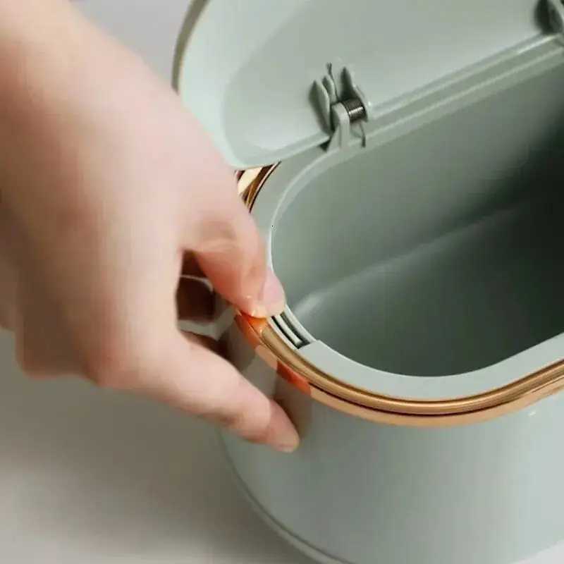 Beishan Mini Desktop Trash Can With Lid Light Luxury Plastic Press Type Trash Can For Bathroom Office Bedroom Living Room C251120