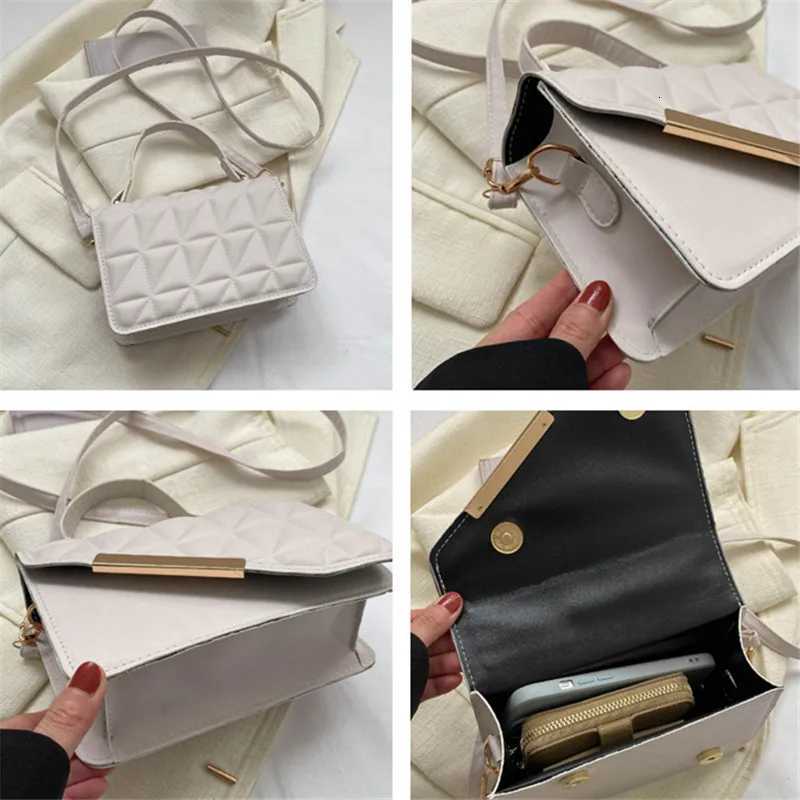 Ladies Diamd Grid Embroidery Thread Small Square Tote Bag Wens Single Shoder Crossbody Bag Texture Popar Handbag Y251120