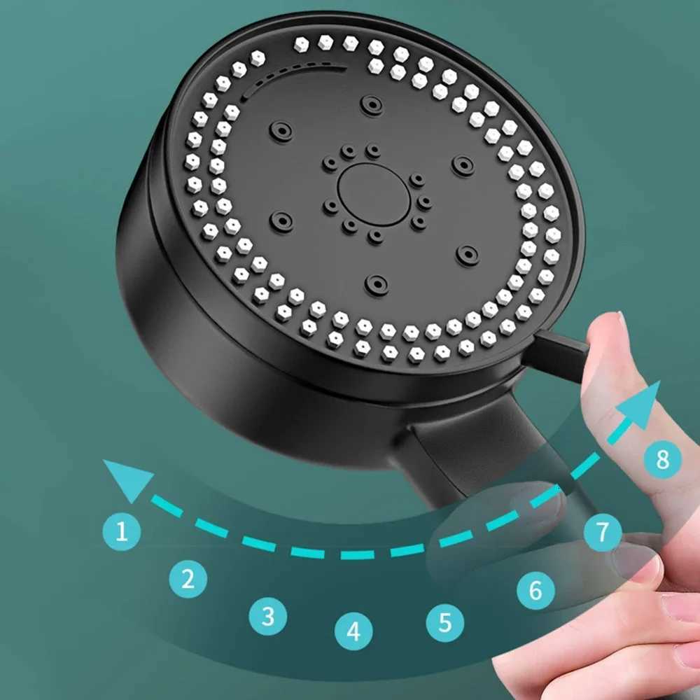 VILOYI 8 Modes Adjustable Shower Head High-pressure Water Saving Black Showerhead Handheld Bathroom Massage Showers NozzleM251120
