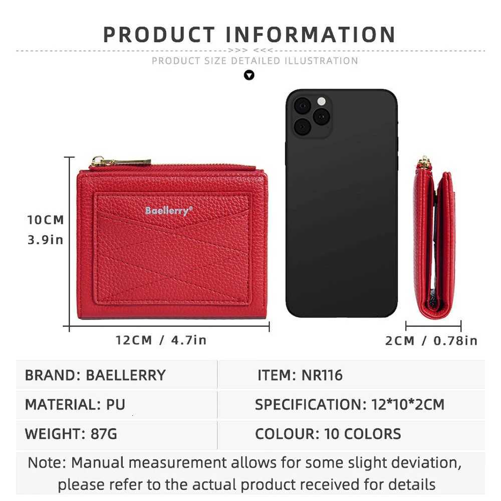 Short Wallet for Women Baellerry Cute Zipper Purse with Many Card Slots Lychee Texture Coin Pocket Small RFID Blocking Gift forW251120