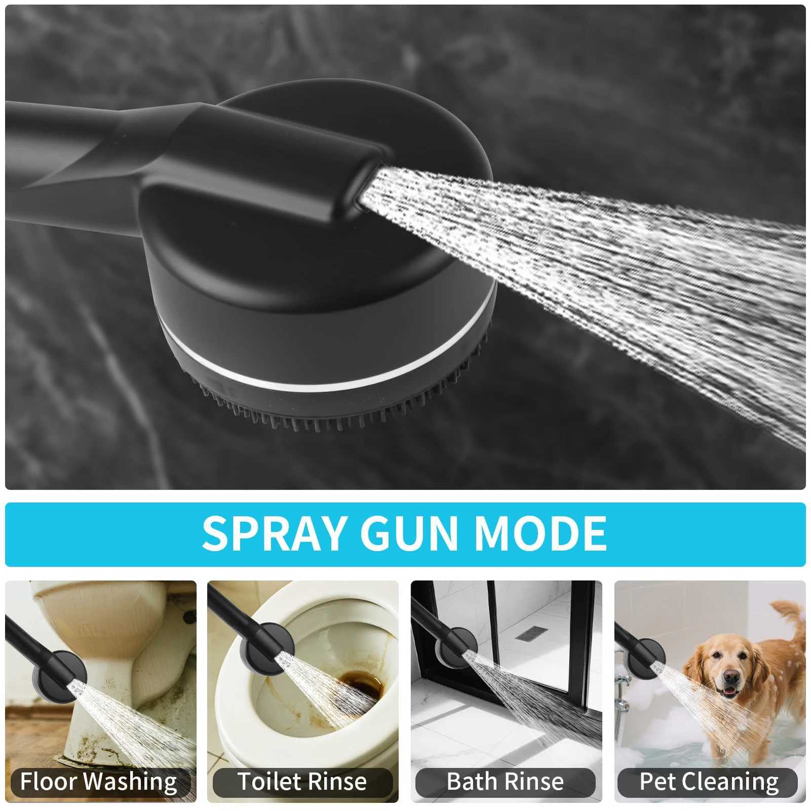 4 Modes Self-cleaning Shower Head with Silicone Brush One-Key Stop Water Massage High Pressure ABS Showerhead with FilterM251120