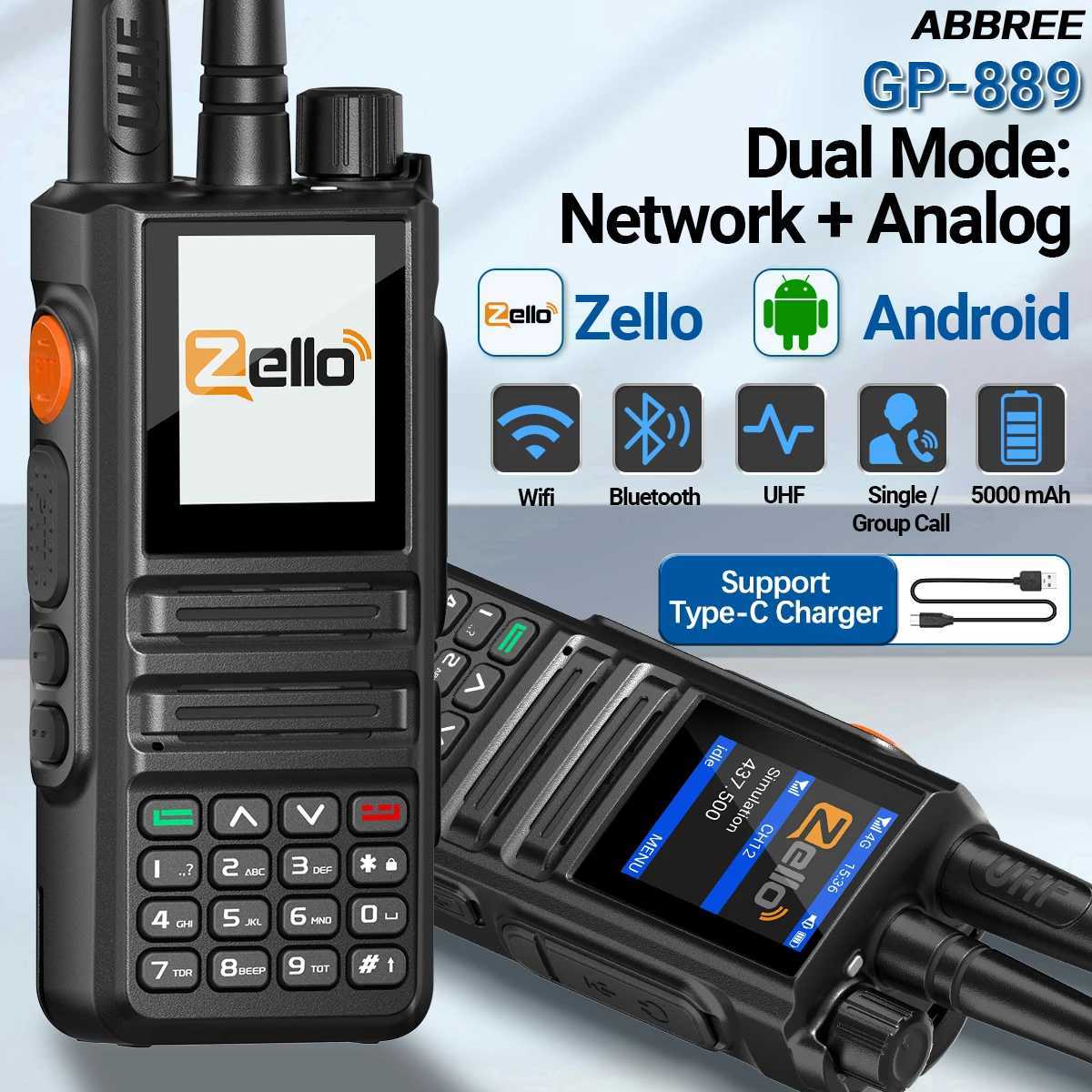 ABBREE GP-889 Global Network Poc Walkie Talkie Ra Dual Mode UHF 400-470MHz WiFi ZELLO Type-C Ham Ra For Hunting C251120