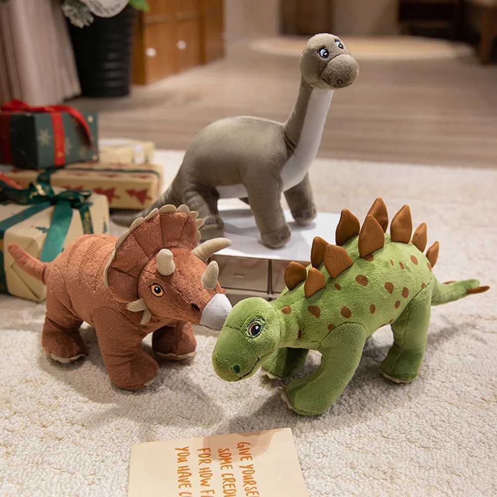 Realistic Roaring Brontosaurus Plush Toy Lifelike Stegosaurus Stuffed Velociraptor Raptor Soft Dolls Trratops Plushie C251202