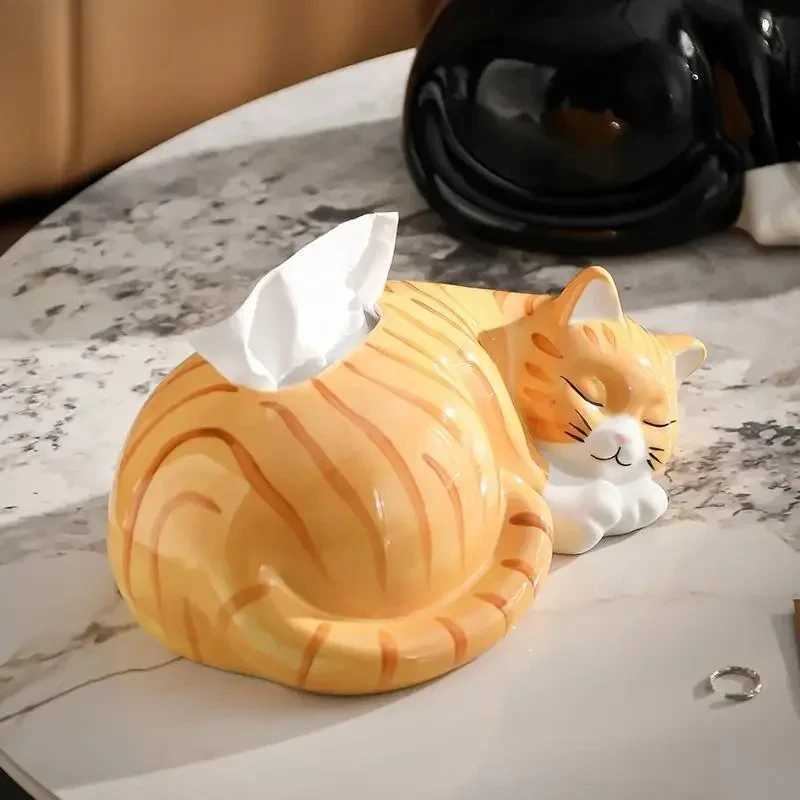 Cat Tissue Box Ceramic Paper Drawer Entrance Cabinet Water Bar Counter Living Room Coffee Desktop Creative Decoration Ornaments C251120