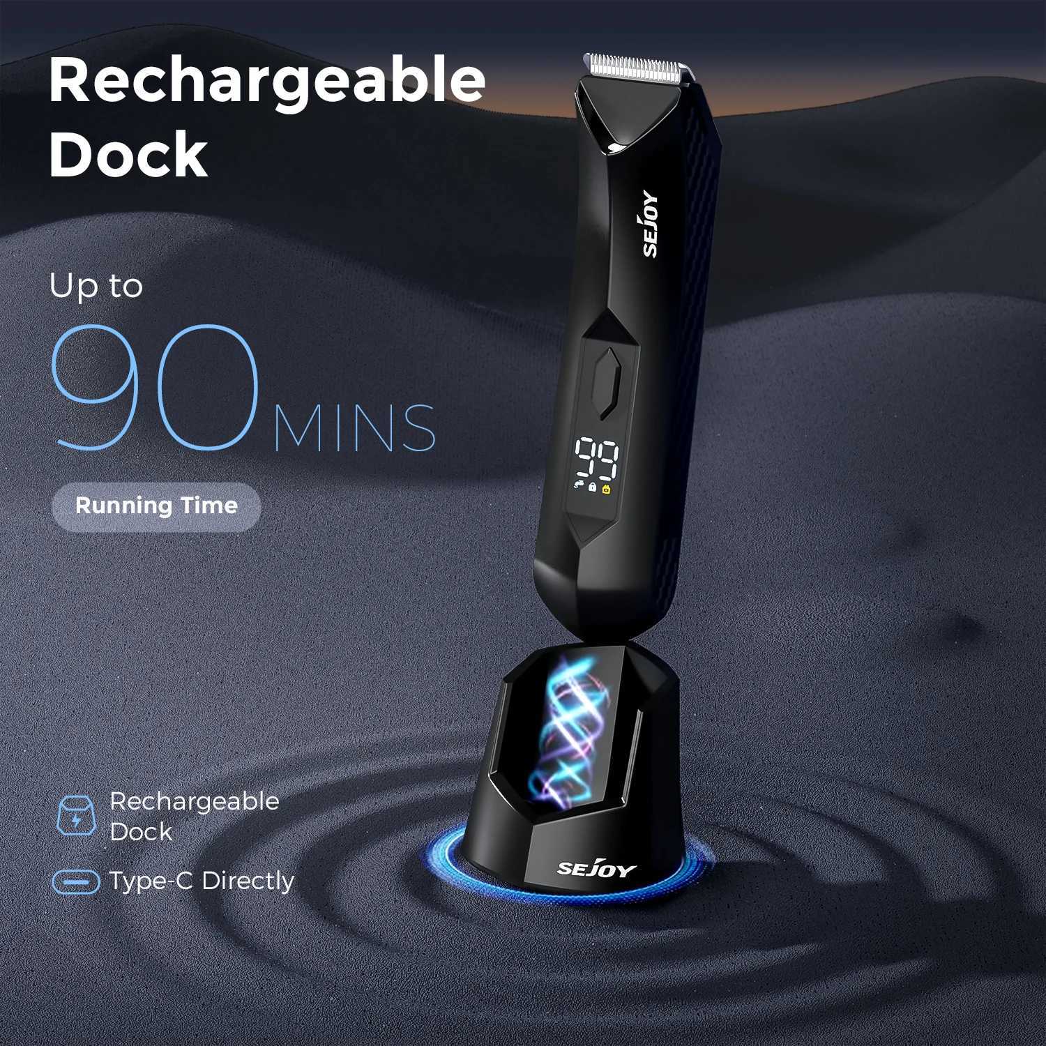 Sejoy T8S Electric Groin Hair Trimmer for MenRechargeable Body Groomer Pubic Waterproof Body Hair ClippersT251120