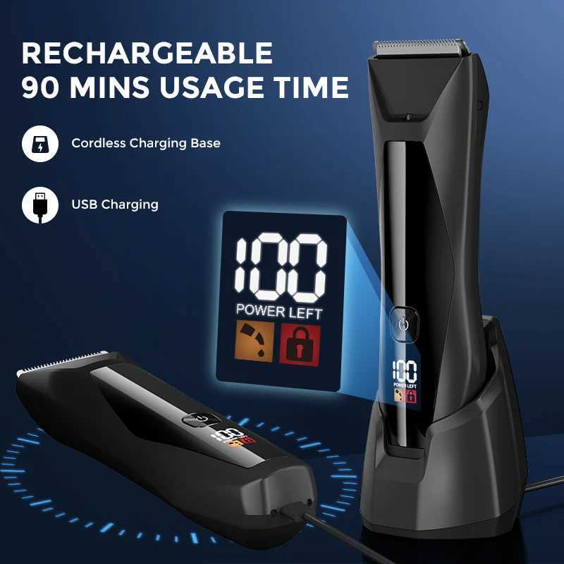 Sejoy Men WetDry with LCD Display Rechargeable Haircut Machine Charging Base Hair Trimmer Intimate Hair ClipperT251120