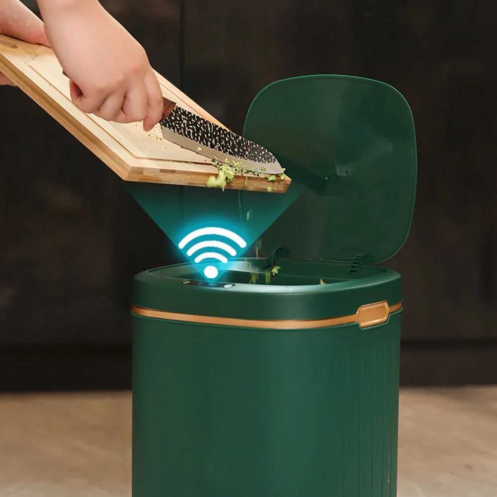 8L Smart Trash Can Home Bathroom Kitchen Trash Bin Living Room Bedroom Cube Electric Waste Bin Small Touch Automatic Sensor Bin C251120