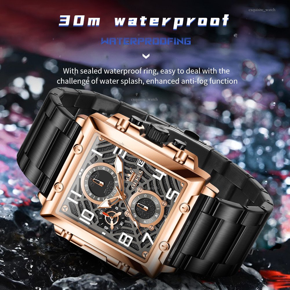 OLEVS Designer Men's Watches Fashionable Youth Business Square Quartz Watches Luminous Waterproof Men's Watches Luxury Watches Free Delivery
