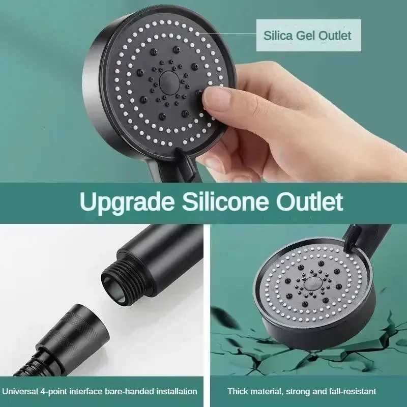 5 Mode Handheld Shower Head High Pressure Water Booster Massage Spray Jet with Anti Leak Proof Hose for Bathroom Household BathM251120