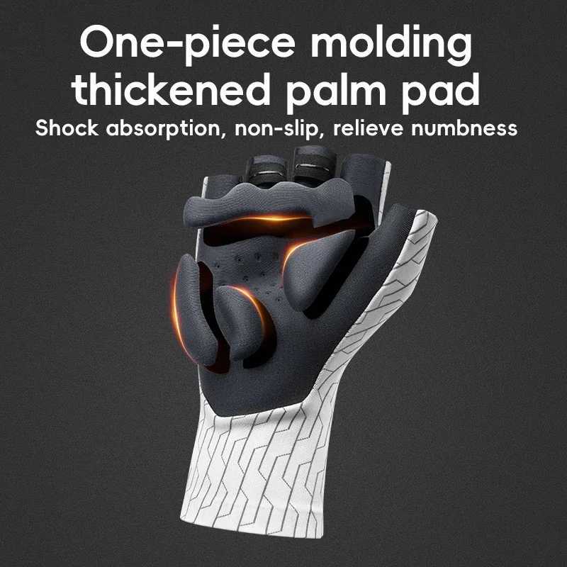 ROCKBROS Cycling Gloves Sunscreen Breathable MTB Road Bike Gloves Shock Absorption Non-slip Gloves Outdoor Thickened Palm Pad Y250419