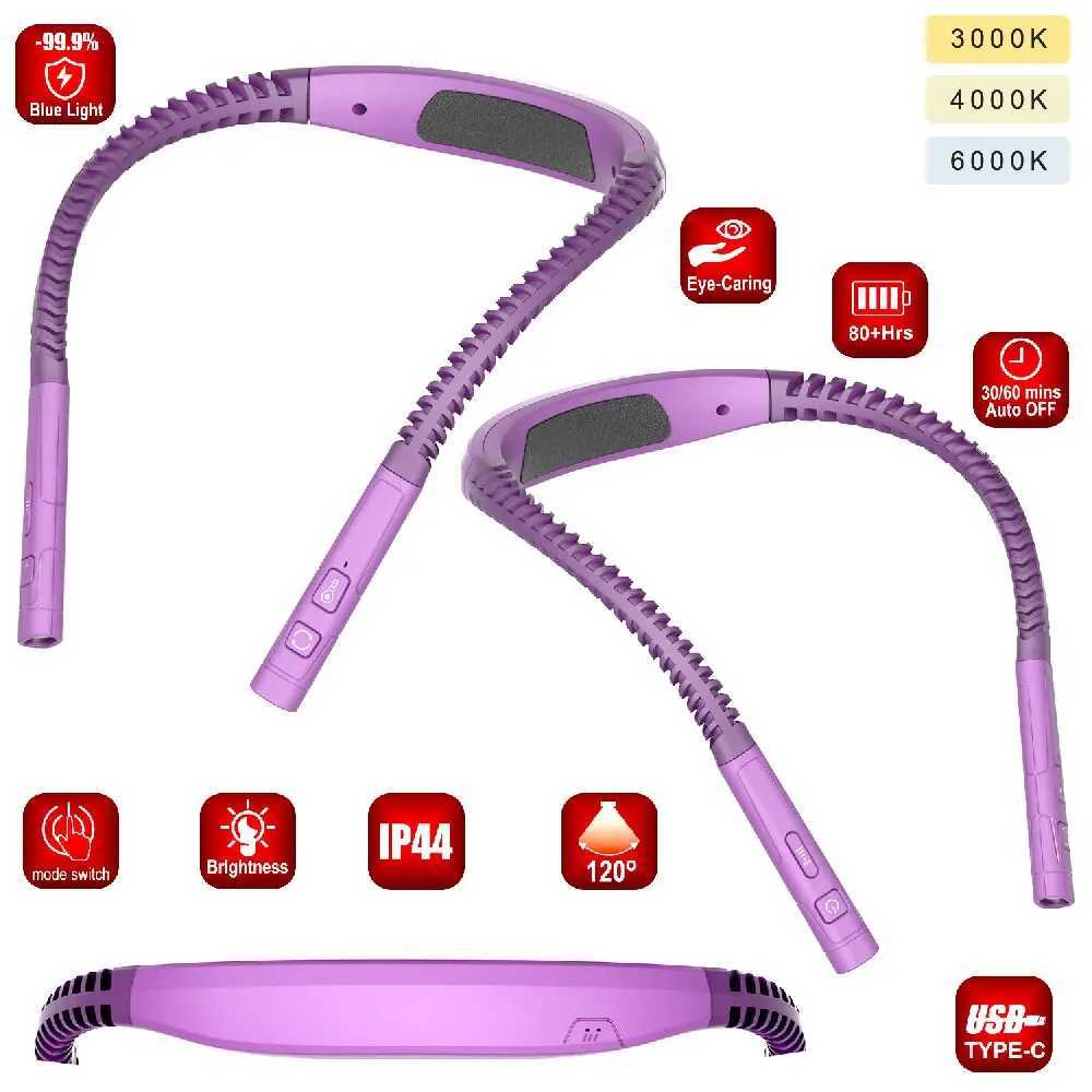 LED Neck Reading Light 3 Color 3 Brightness Book Light Reading Lamp Usb Rechargeable Lamp Flexible Neck Read Lamp Book Lamp M251120