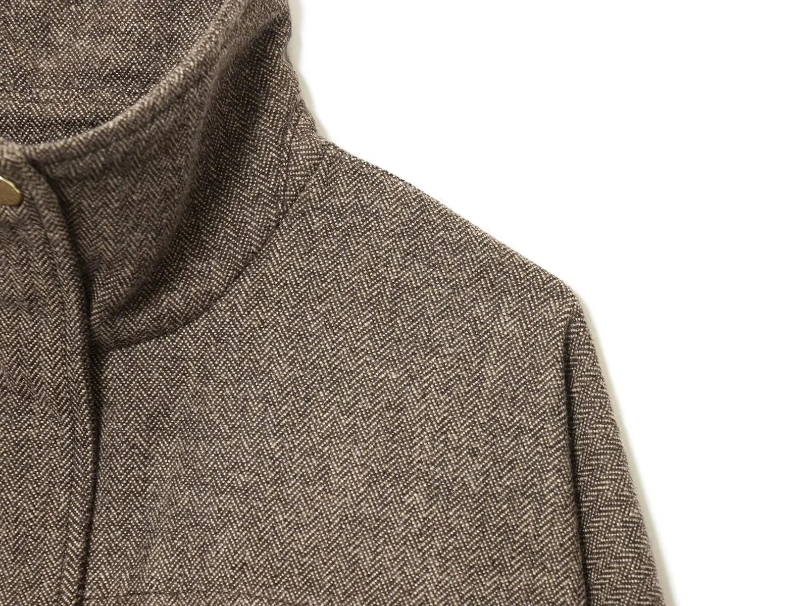 European and American Autumn Winter Womens Casual Stand Collar Loose Herringbone Pattern Puffy Bomber Jacket 251120