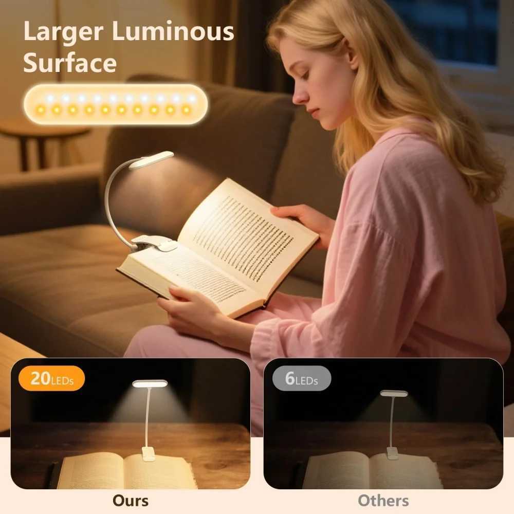 USB Rechargeable 20 Led Clip On Book Light Adjustable Brightness Reading Light Portable Read Light Kids Book Lamp Night Light M251120