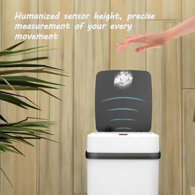New Household Bathroom Living Room Kitchen with Lid Contact-free Automatic Sensor Open Lid Intelligent Garbage Cans C251120