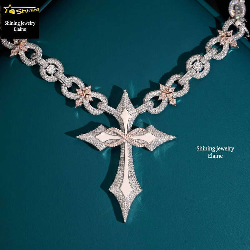 Fashion Hip-Hop Boutique Jewelry 12mm Iced Pure Sier Chalcedony Miami Cuban Chain Necklace