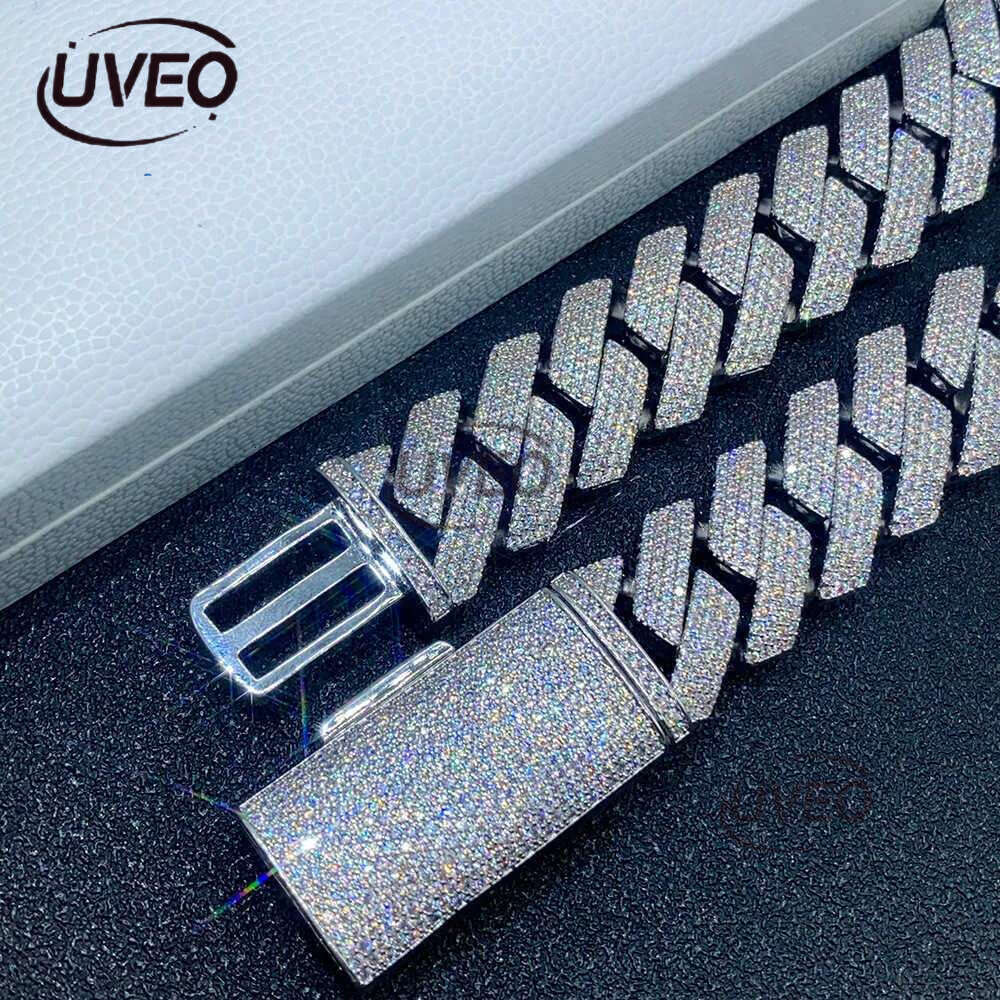 Top quality Moissanite cuban k chain 20mm 4 row full dia ice out vvs pass dias tester stainless steel hiphop men women jewelry bracelet necklace
