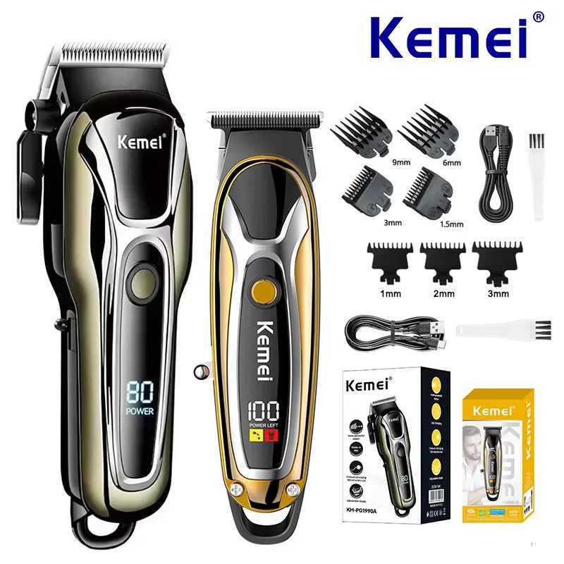 Kemei Professional Hair Clipper USB Charging Hair Trimmer Rechargeable Cordless Mens Electric Cutting Machine PG1990A 1598 KitT251120
