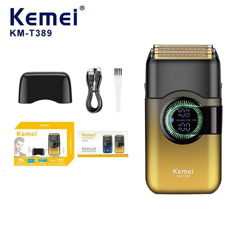 Kemei T389 Fashion Color Electric Shaver Hair Clipper Mens Shaver Beard Trimmer Professional Rechargeable Reciprocating ShaverT251120