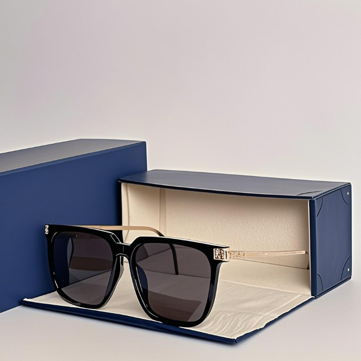 Designer Men's Sunglasses Fashion Retro Luxury Brand Glasses Fashion Design Metal Ribbon Box