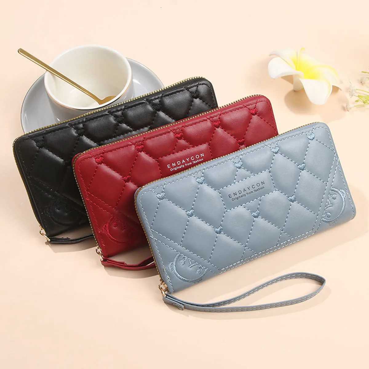 Ladies Long Pure Color Wallet Card Holder High-End Feelings Cross-Border Zipper Clutch HandbagW251120