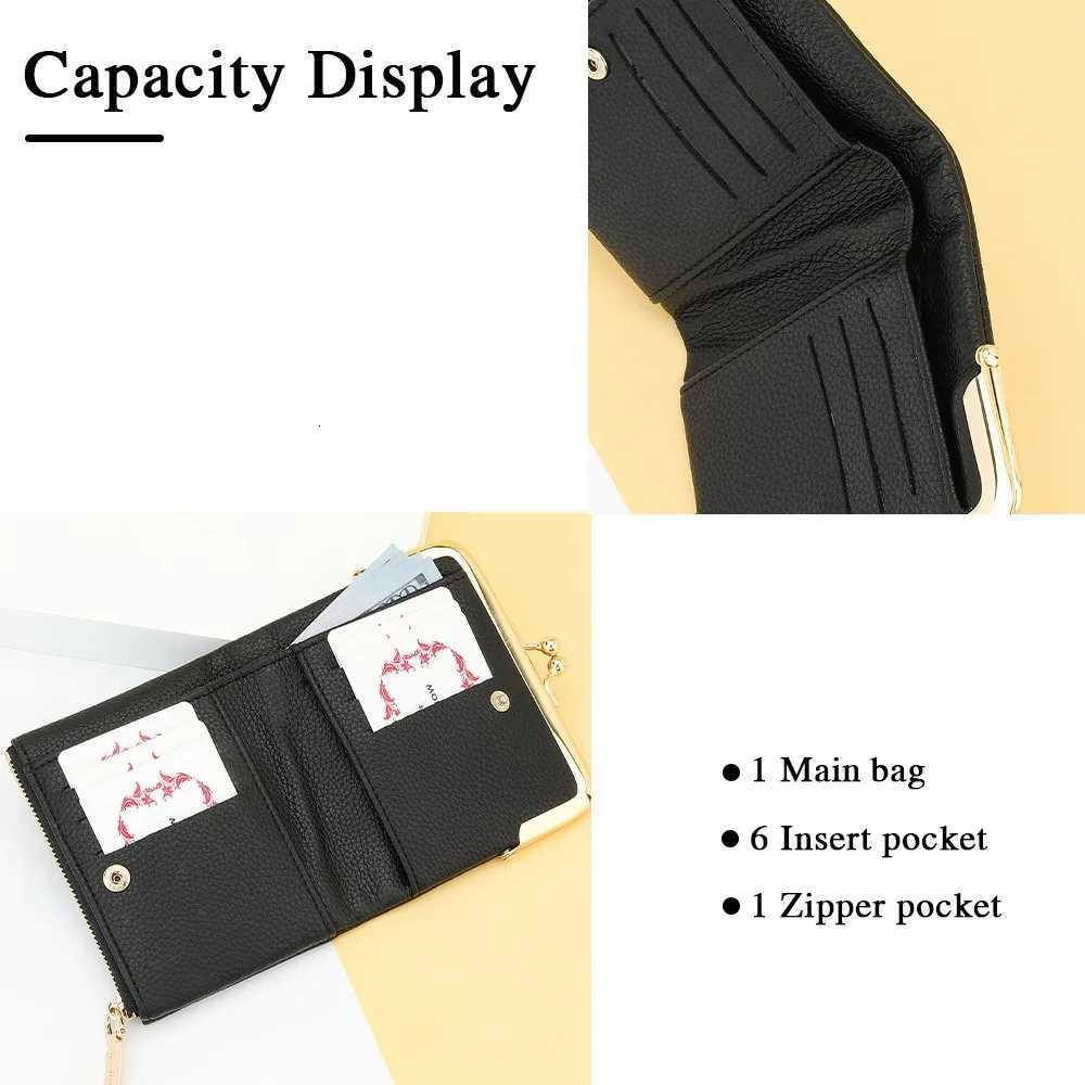 Womens PU Leather Short Wallet Lychee Grain Card Holder Non-RFID Slim DesignW251120