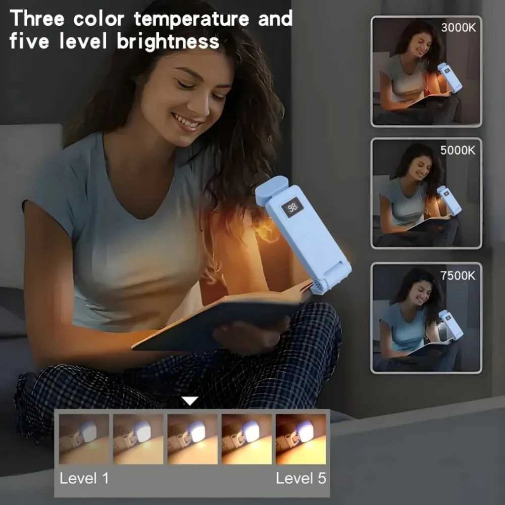 USB Charging Clip Reading Light Bookmark Light Folding Clip Book Light LED Reading Lamp Mini Desk Lamp Eye Protection Book Lamp M251120