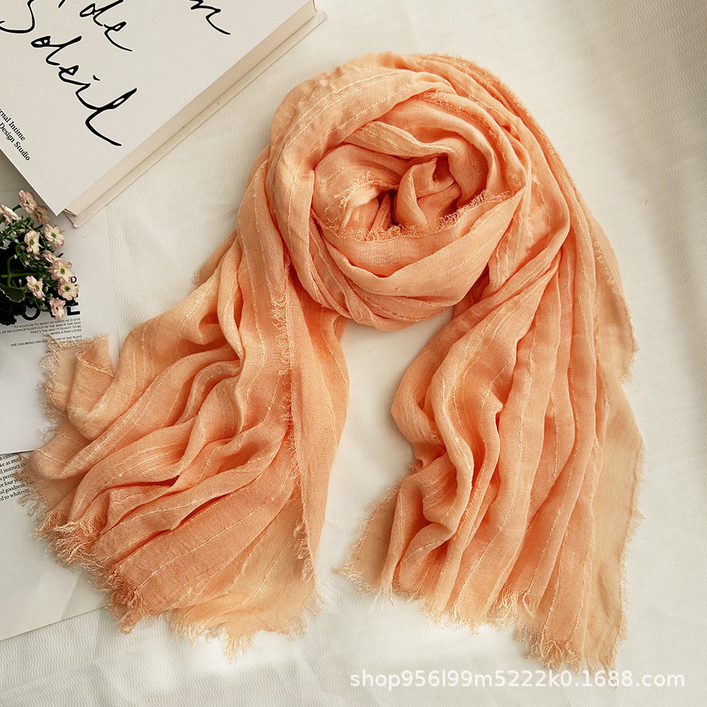 K458 2025 new spring and summer scarf women's thin medium-length scarf literary retro cotton scarf Southeast Asia cross-border