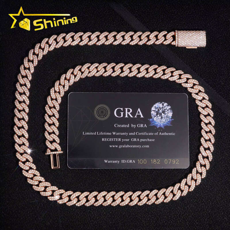 Hip Hop Iced Out Boutique Jewelry High Quality 10mm Sterling Sier VVS Moissanite Cuban Chain Necklace