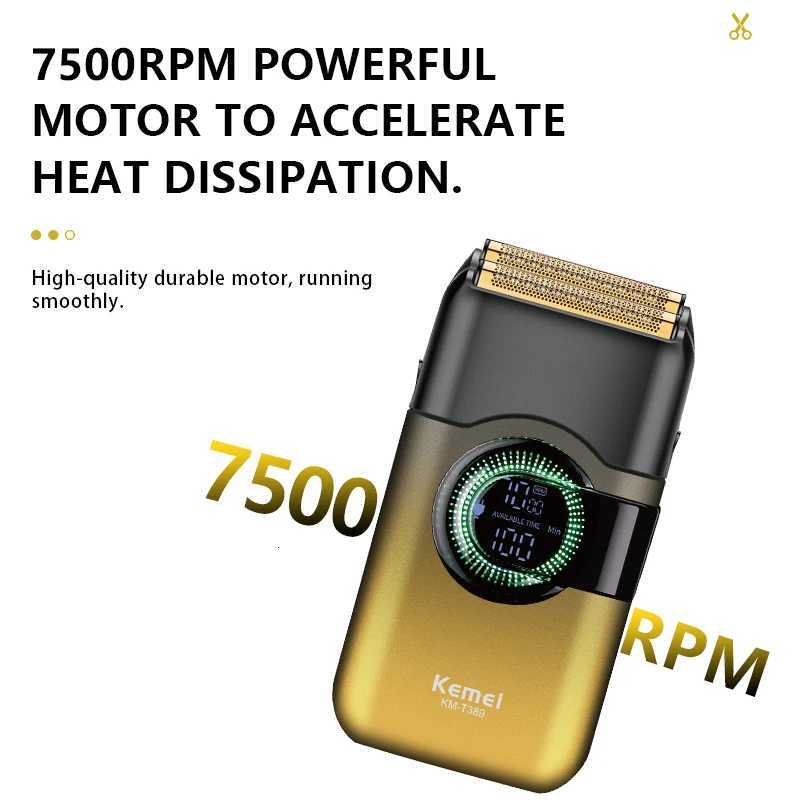 Kemei T389 Fashion Color Electric Shaver Hair Clipper Mens Shaver Beard Trimmer Professional Rechargeable Reciprocating ShaverT251120
