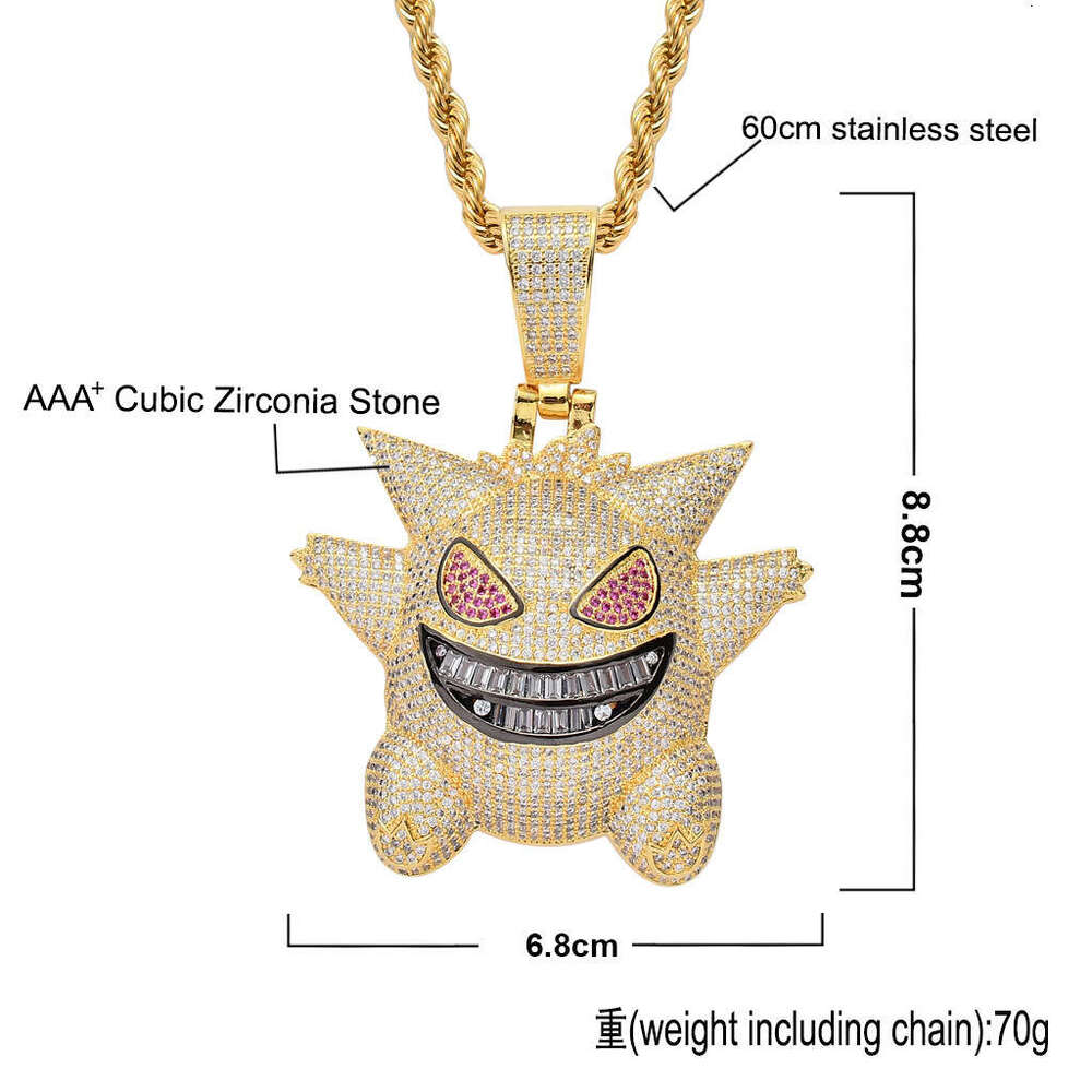 Luxury designer DagengGhost Cartoon Hip Hop Pendant, Ice out VVS Moissanite necklace with free shipping