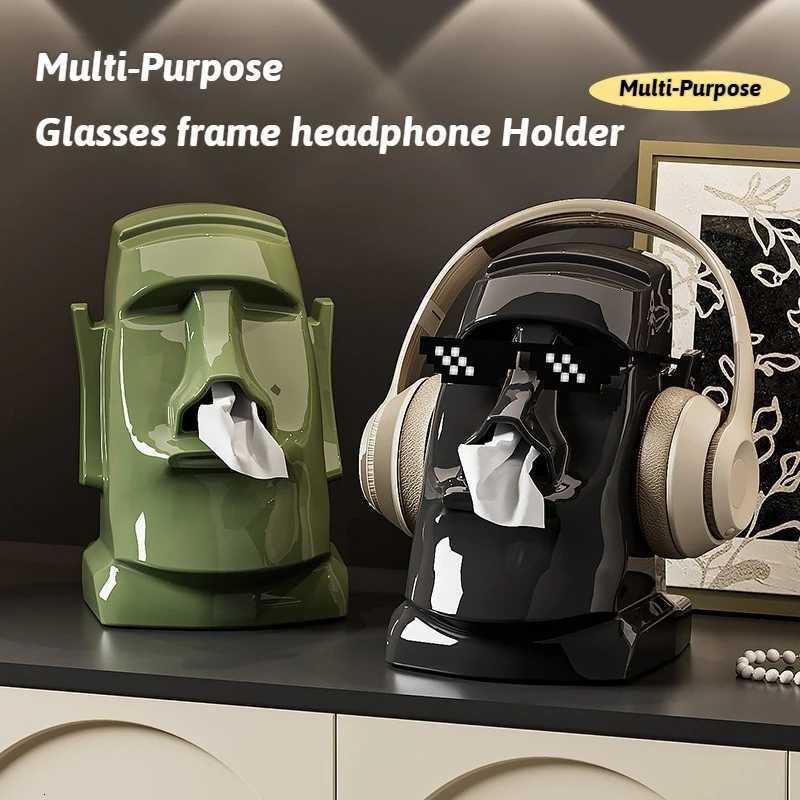 Glasses Earphone Storage Rack Multi-Function Desktop Storage Creative Moai Tissue Box for Bedroom or Office Table Decorative C251120