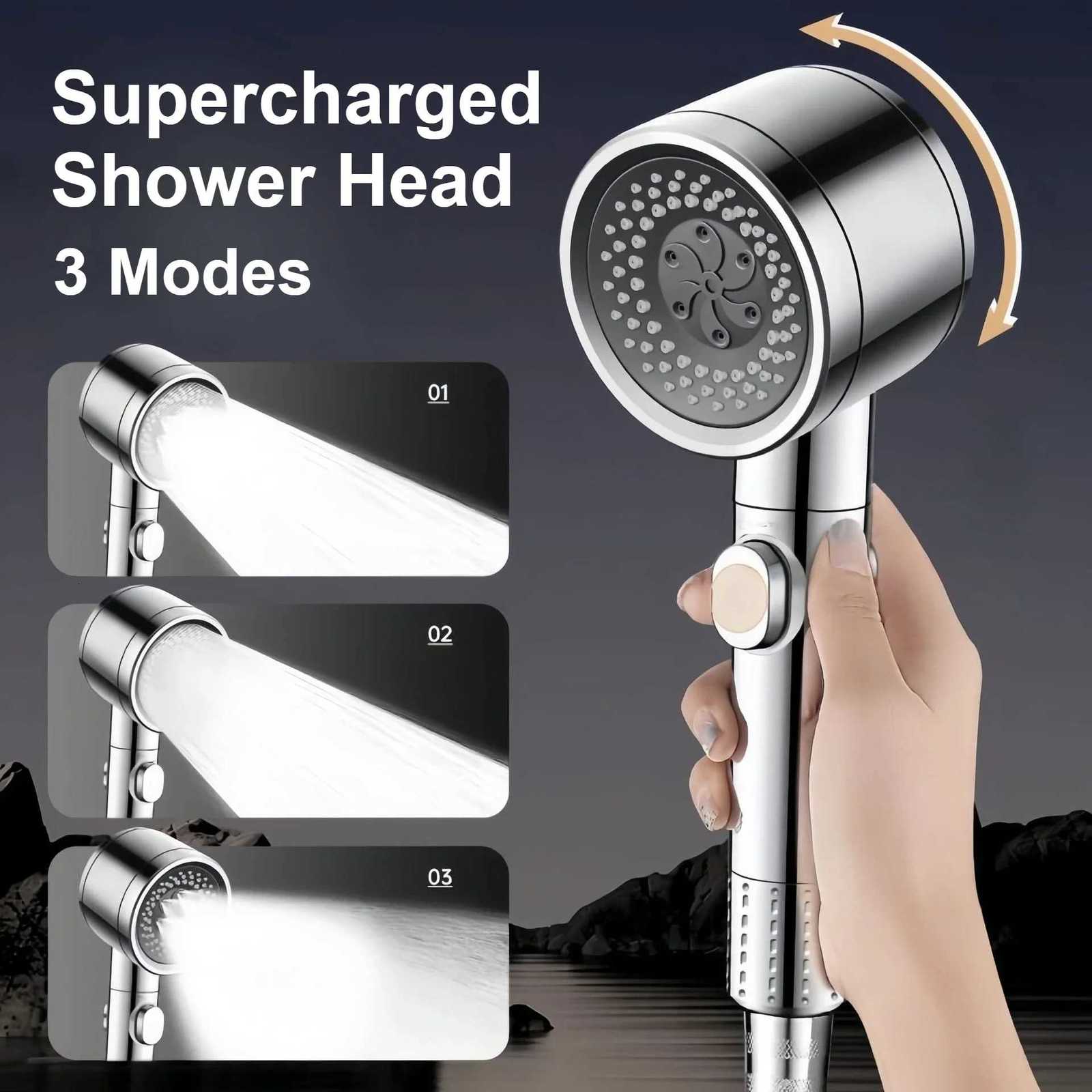 Handheld Shower Nozzle 3 Modes Adjustable Showerhead Household Bathroom Supercharged Shower Head Shower AccessoriesM251120