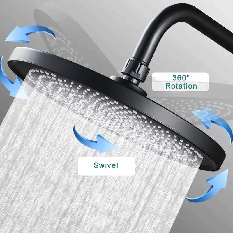 25 CM Large Flow High Pressure Ceiling Mounted Shower Head 5 Modes Big Panel Spray Nozzle Rainfall Supercharge Bathroom ShowerM251120
