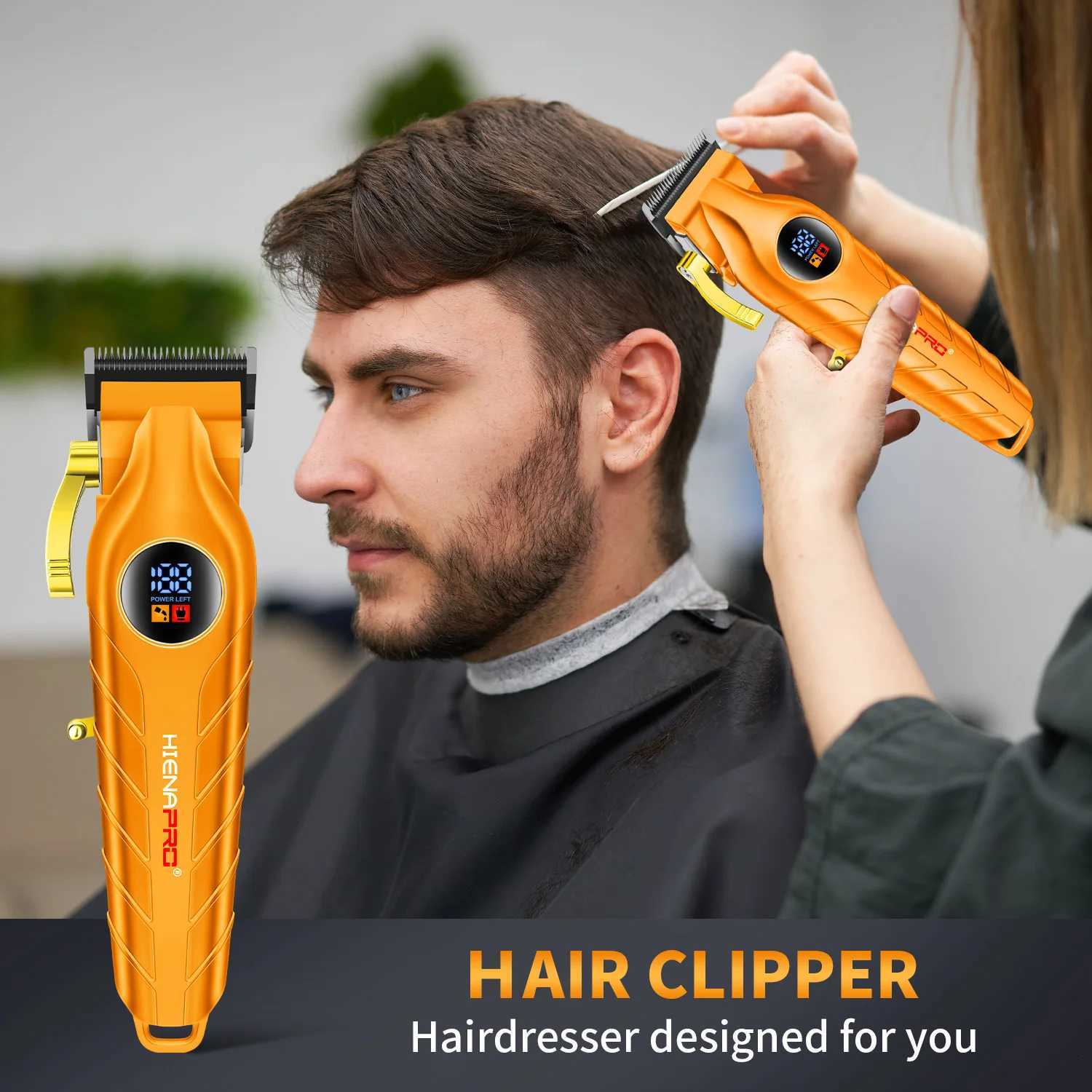 Hair cutting machine Orange Hair Clipper Set Professional Salon Digital Display Wireless Charging Two sets Gift SetT251120