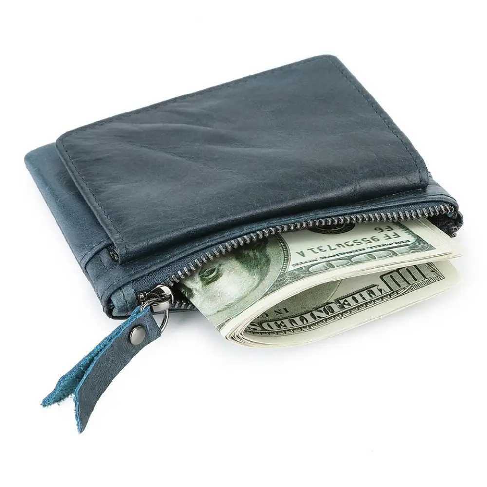 Retro RFID Wallet Small Mens Credit ID Card Holder Wallet Male Slim Leather Wallet with Coin Purse for Men WomenW251120