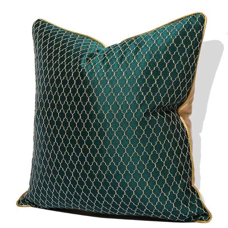 Pillow Case Luxury Golden silk satin Jacquard case Deep Green Cushion Cover Geometric Cover Sofa Bed 30x50 45x45 50x50cm C251120