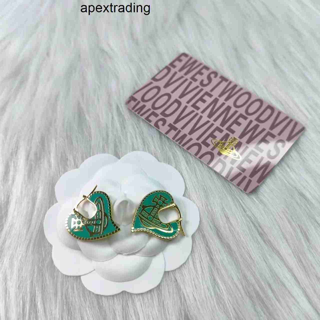 Designer Wests Woods High Version Empress Dowagers Love Baked Paint Saturn Earrings Sweet Cute Fresh Versatil viviane Vivienme viviennen viviennely west wood C3CJ