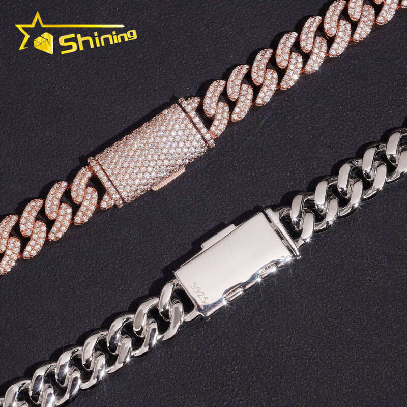 Hip Hop Iced Out Boutique Jewelry High Quality 10mm Sterling Sier VVS Moissanite Cuban Chain Necklace