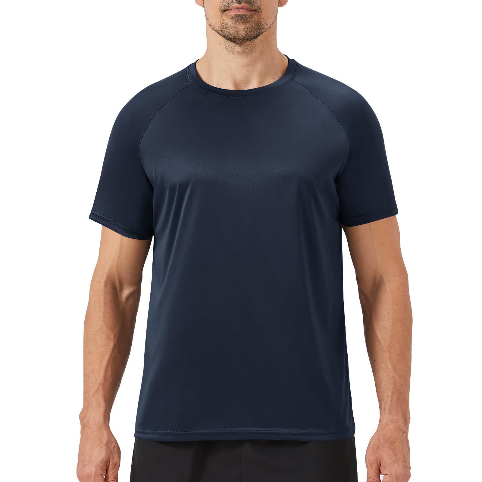 Mens round neck short sleeved fitness sports fashion T-shirt summer thin quick drying slim fit top breathable casual