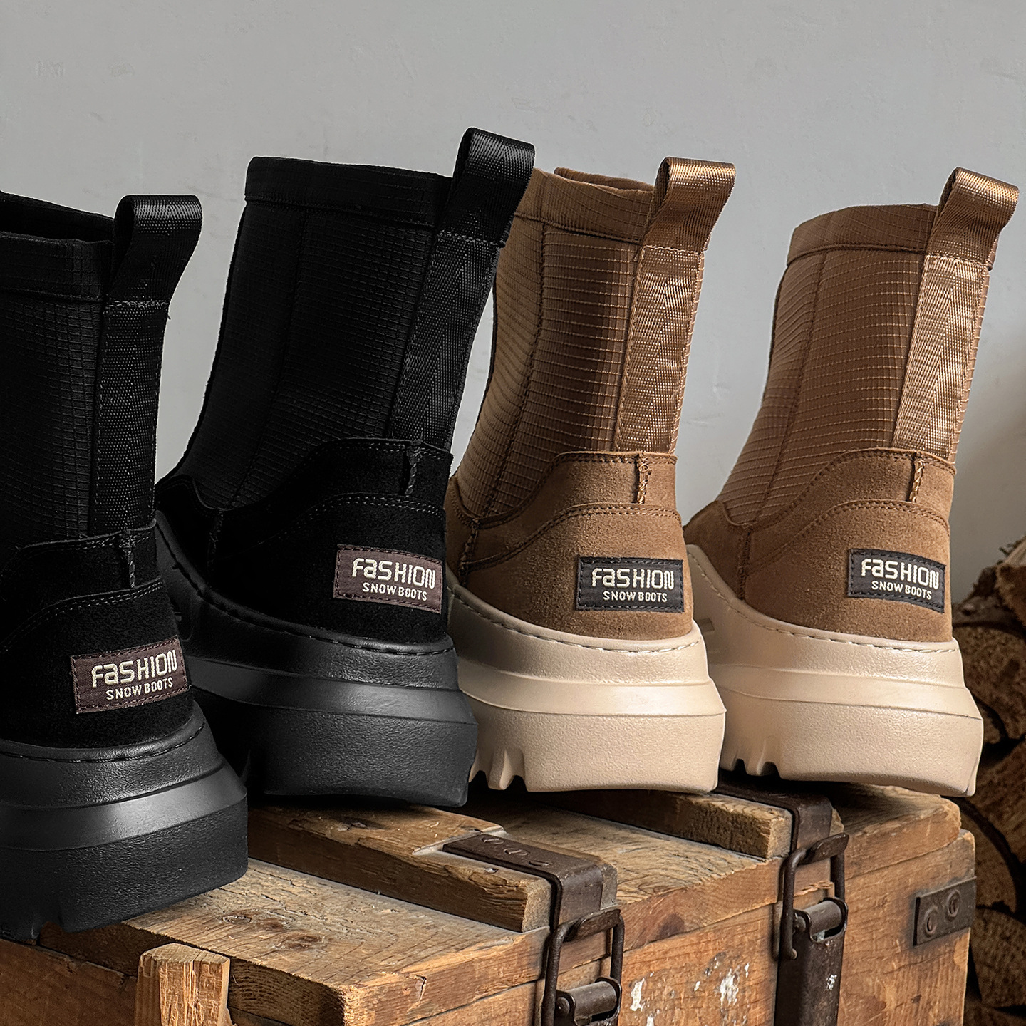 Unisex Fashion High Top Snow Boots 2025 Winter New Design Women Men Height Increasing Plush Lined Outdoor Cold Weather Cotton Boots Size 36-44