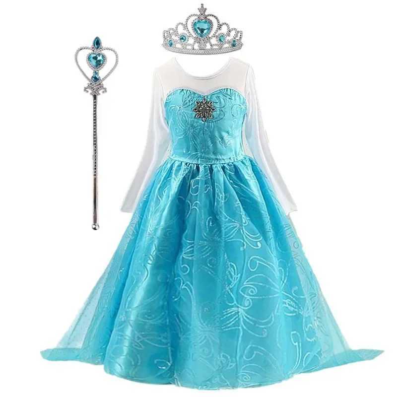 Disney Frozen Elsa Princess Dress for Girls Kids Birthday Role Play Frozen Costume Fancy 2025 Carnival Princess Dress up Party CostumeXJ250420