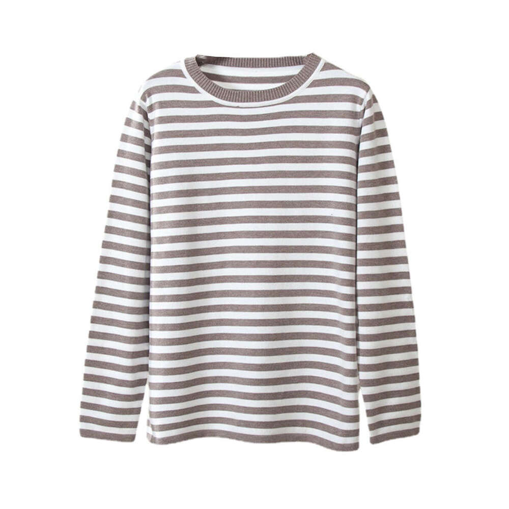 hoodie Women's Wear Round Neck Knitted Spring , Versatile Classic Striped Pullover Sweater For Women jacket